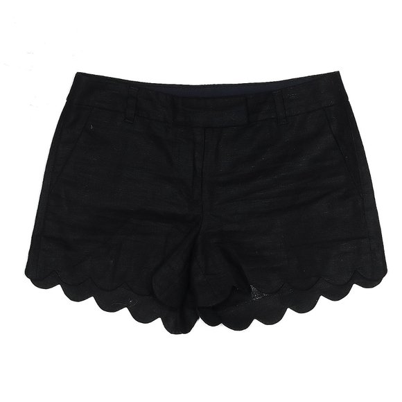 J. Crew scallop hem linen-blend shorts, size 4, black, EUC - Picture 2 of 2